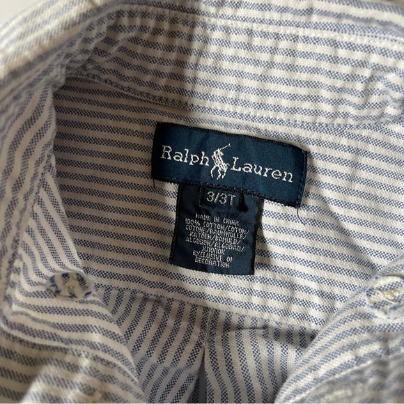 Ralph Lauren Blue Striped Shirt Cotton Boys Kids 3/3T - Picture 3 of 3